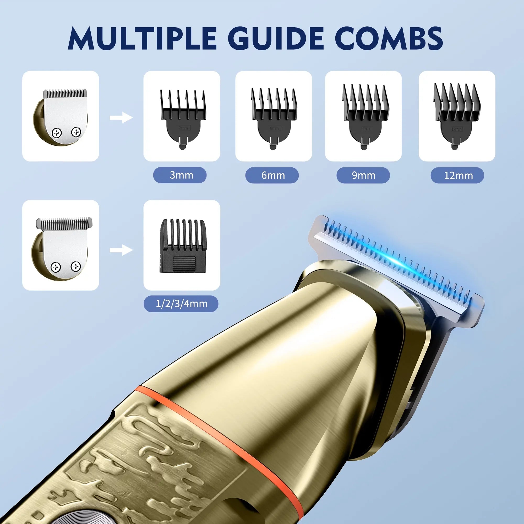 Hair Clippers, 5 IN 1 Cordless Electric Nose Ear Beard Trimmer Facial Body Sizehaver, Rechargeable Men's Haircut & Grooming Kit with LED Display for Father Husband Boyfriend