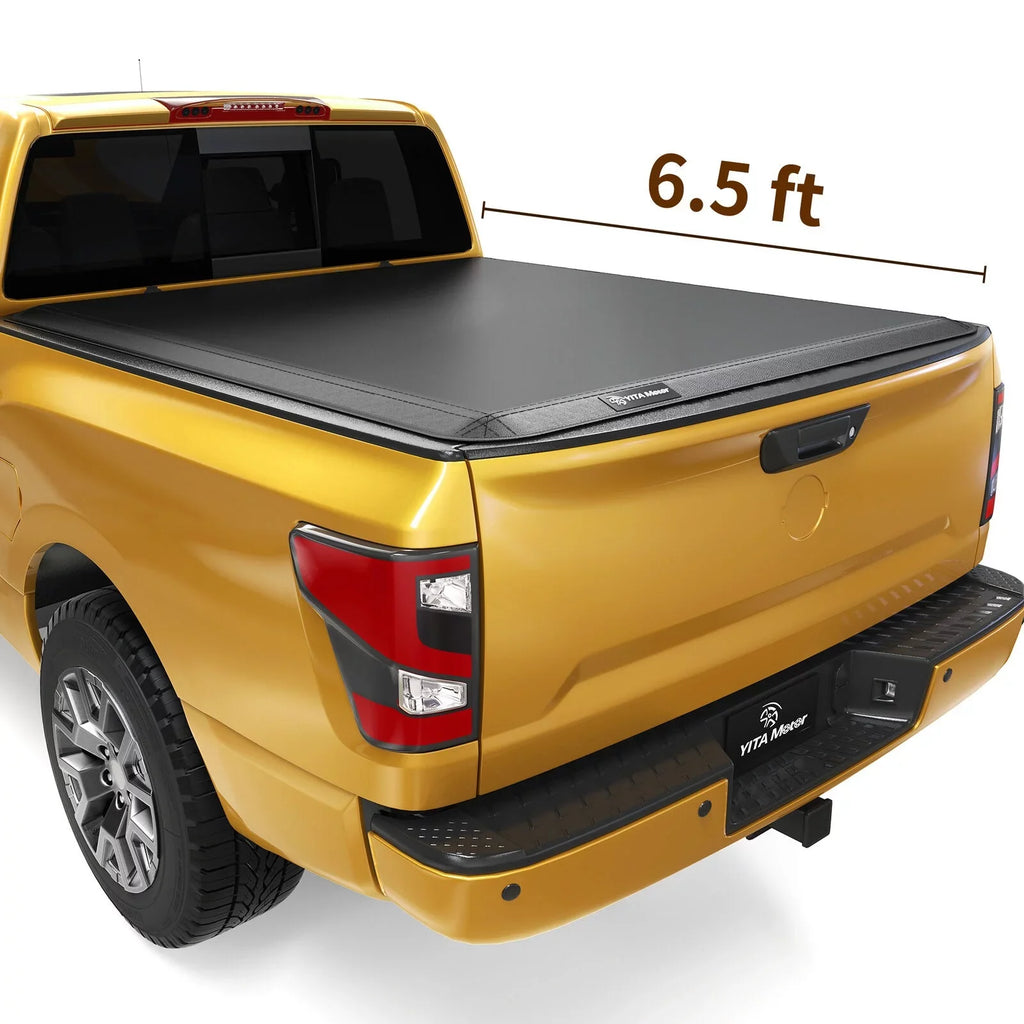 Ledkingdomus 6.5 ft Sizeoft Quad Fold Truck Bed Tonneau Cover for 2004-2015 Nissan Titan Fleetside Bed