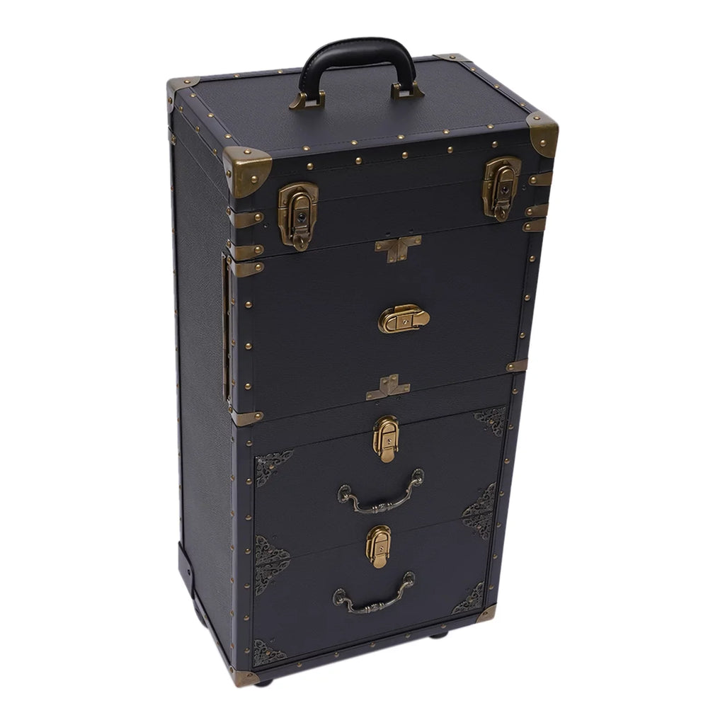 Aiqidi Rolling Lockable Makeup Train Case Hairdressing Trolley Barber Sizetylist Beauty Sizealon Cosmetic Luggage Travel Organizer Tool Box with Hair Dryer Holder