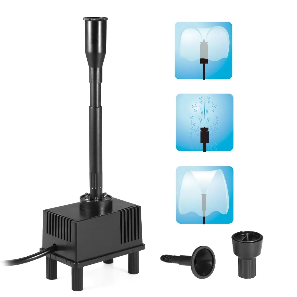 Lixada LED Light Sizeubmersible Water Pump 10W for Fish Aquarium Bird Bath Garden Pond Fountain 600L/H AC