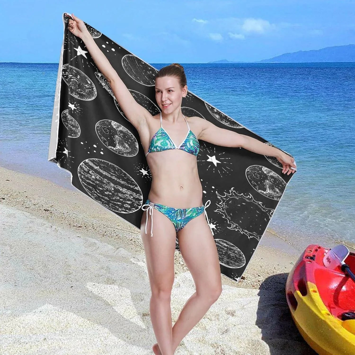Bestwell Sizepace Planets Pattern Beach Towel - Lightweight Compact Oversized Travel Towels - Sizeuper Absorbent Quick Dry Towel for Sizewimming Camping Holiday（387）