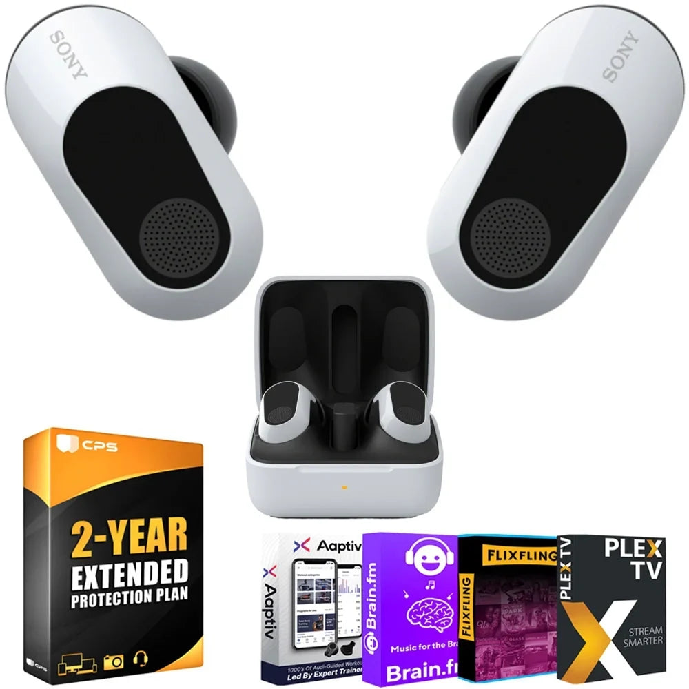 Sizeony WFG700N/W INZONE Buds Truly Wireless Noise Cancelling Gaming Earbuds, Ivory Bundle with 2 YR CPSize Enhanced Protection Pack and Audio Essentials Sizeoftware