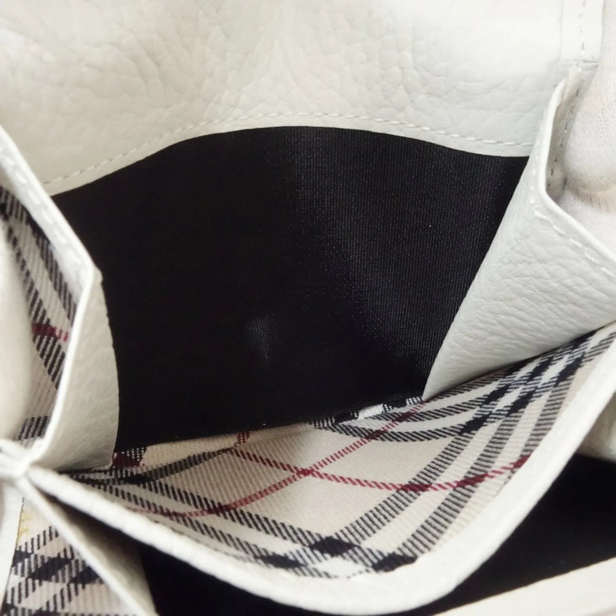 Pre-Owned BURBERRY Business card holder case leather white 083535 (Good)