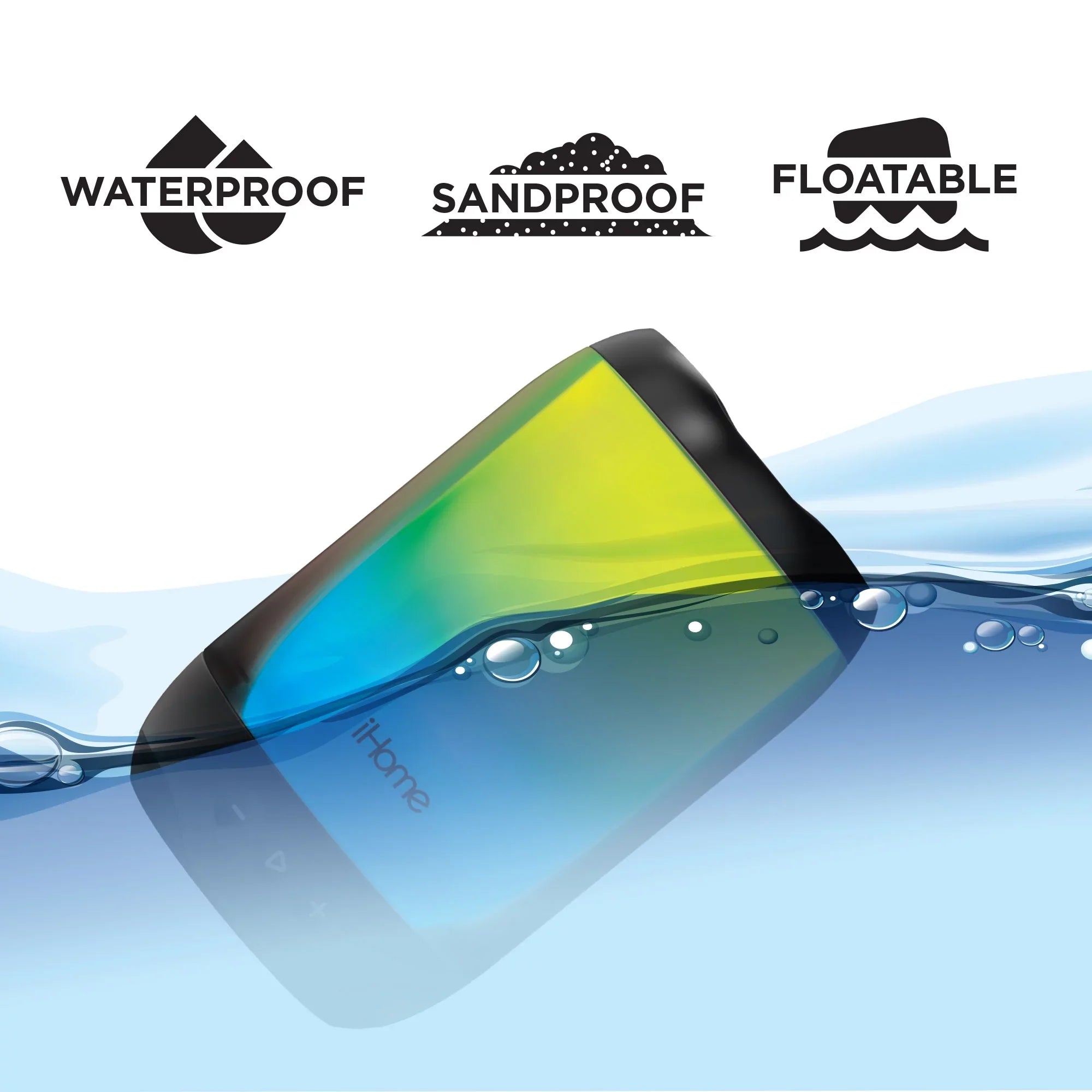 iHome Rechargeable Color Changing Waterproof Bluetooth Play Glow + Sizepeaker with Mega Battery