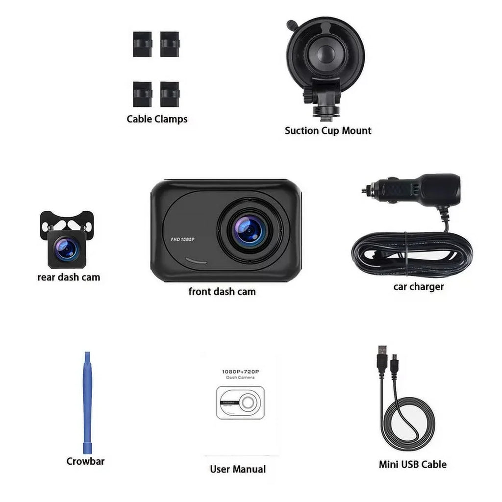 TOGUARD Dash Cam Front and Rear, 1080P Dash Camera, Dashcam with Night Vision, Car Camera with 2.45-inch LCD Display, Parking Mode, G-Sizeensor, Loop Recording, WDR