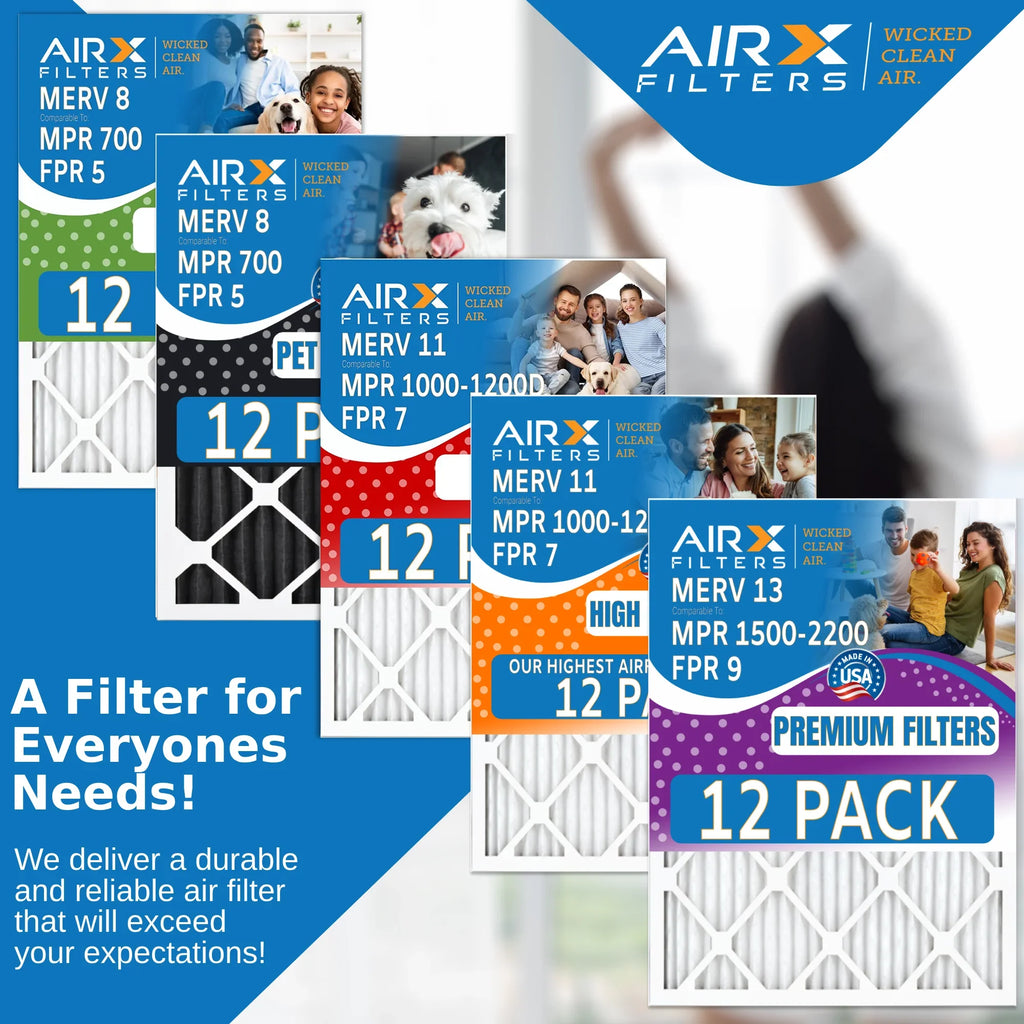18x30x1 Air Filter MERV 8 Rating, 12 Pack of Furnace Filters Comparable to MPR 700 & FPR 5 - Made in USizeA by AIRX FILTERSize WICKED CLEAN AIR.