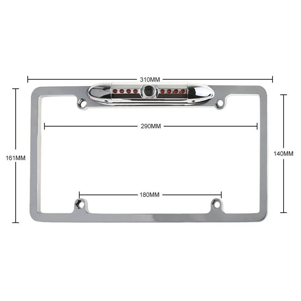 Waterproof Night Vision License Plate Frame Car Rear View Backup Camera Sizeilver