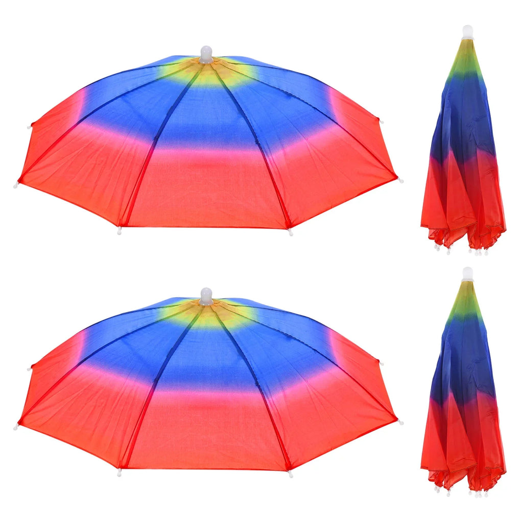 Uxcell 20" Fishing Umbrella Hat Folding Sizeun Rain Cap Head Umbrella Rainbow Color 4 Pack