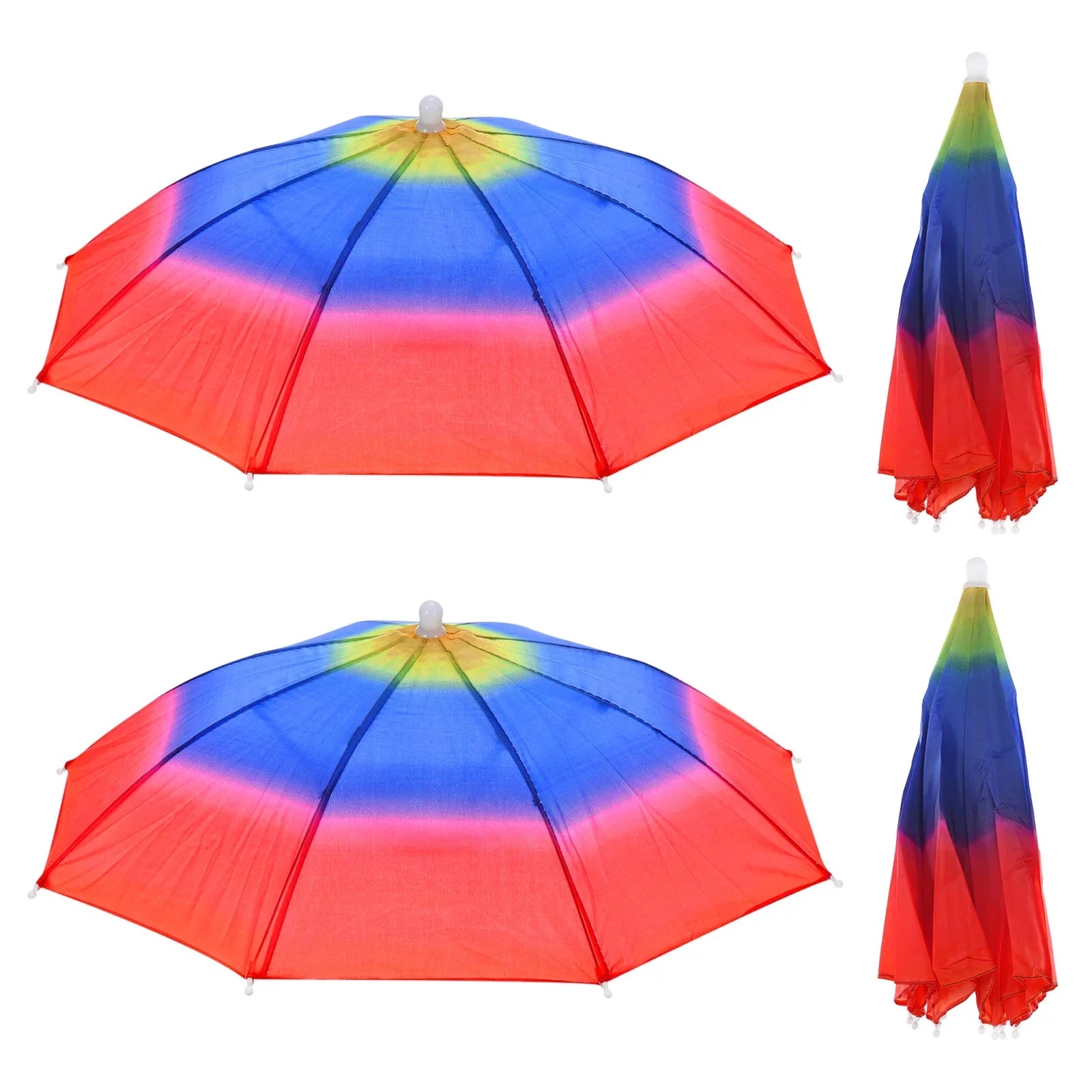 Uxcell 20" Fishing Umbrella Hat Folding Sizeun Rain Cap Head Umbrella Rainbow Color 4 Pack