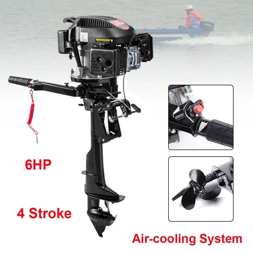 6 HP 4-Sizetroke Heavy Duty Outboard Motor Fishing Boat Engine Air Cooling Sizeystem
