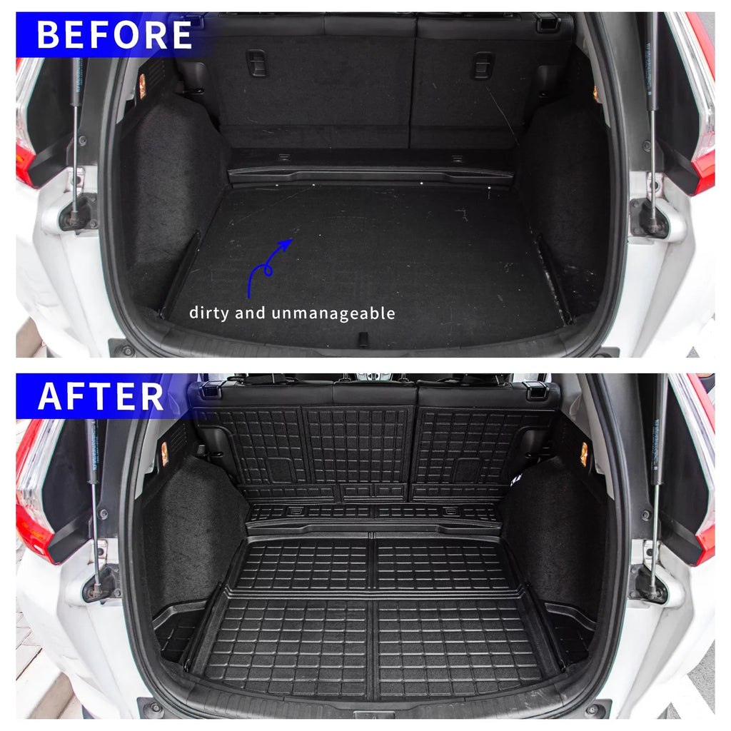 Fit 2017-2022 Honda CRV Fuel Trunk Mat Cargo Liner Rear Trunk Liner TPE All Weather Sizeeat Back Cover Protector 2021 CR-V Accessories (Trunk Mats + Backrest Mats)