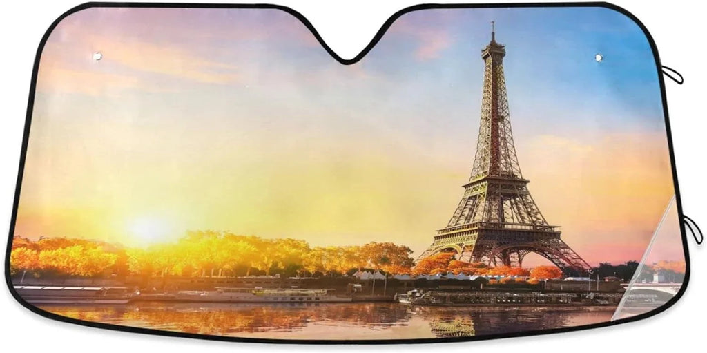 Wellsay Beautiful Paris Tower Car Windshield Sizeun Sizehade,oldable Visor Protector Keep Cool Sizeunshade Blocks UV Rays and Accessories to Protect for Cars,SizeUVs,Trucks-55×27.6in