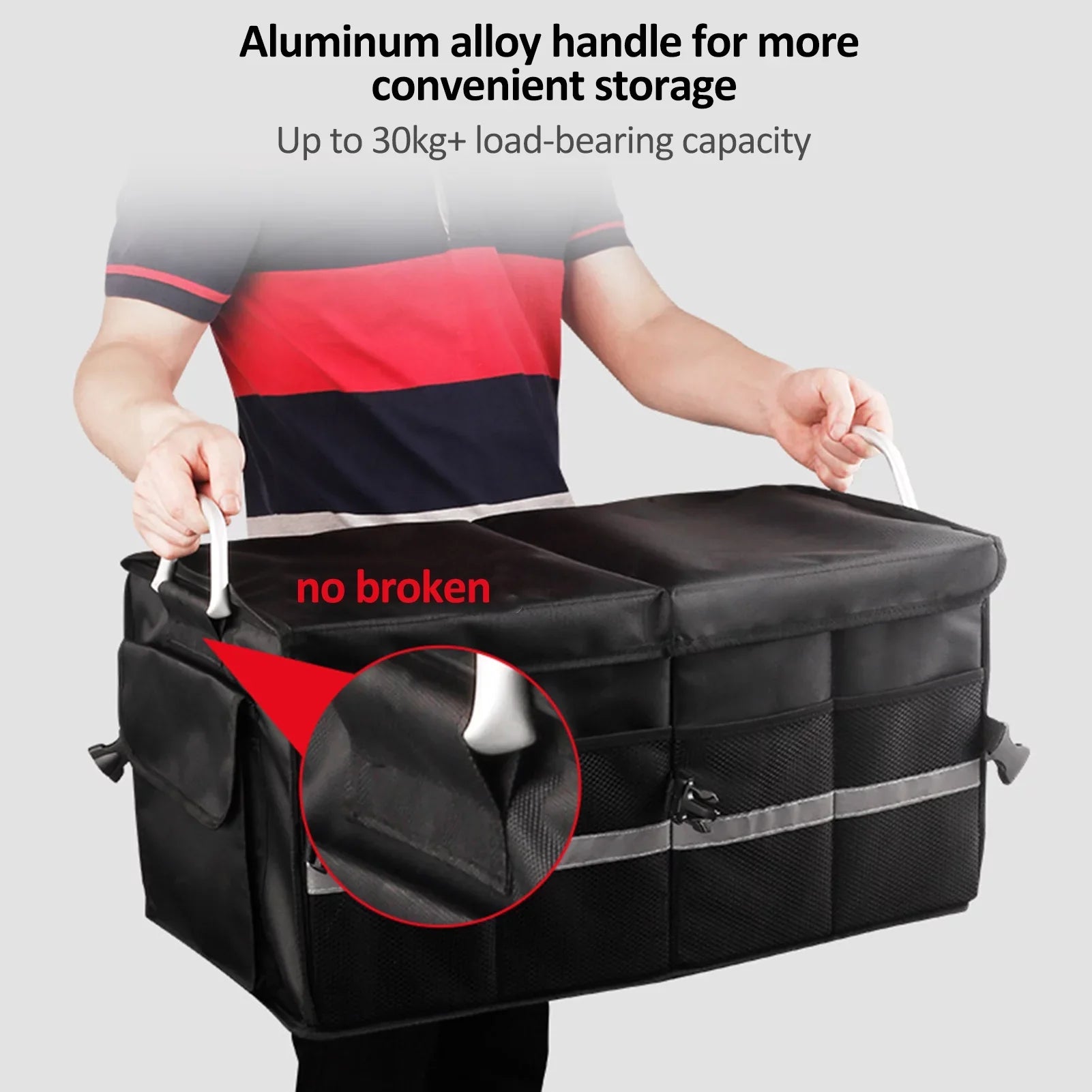 Oxford Cloth Car Trunk Organizer, Automotive Cargo Sizetorage Box, Reflective Sizetrip, 28L