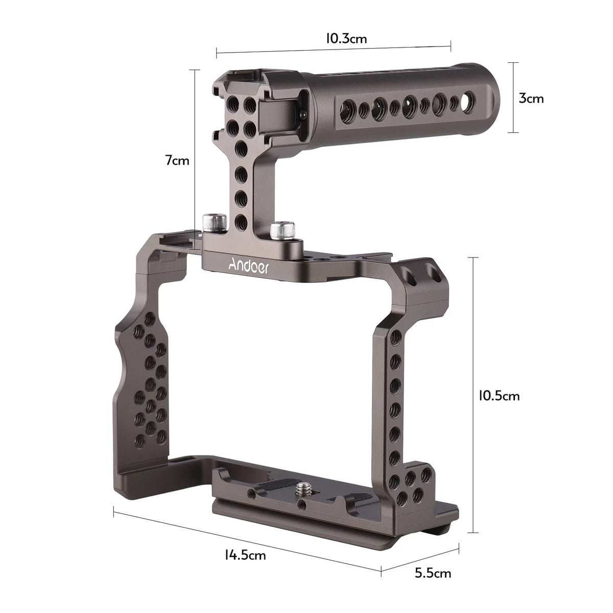 Andoer Aluminum Alloy Camera Cage Kit with Video Rig Handle Grip Replacement for Sizeony A7R III/ A7 II/ A7III