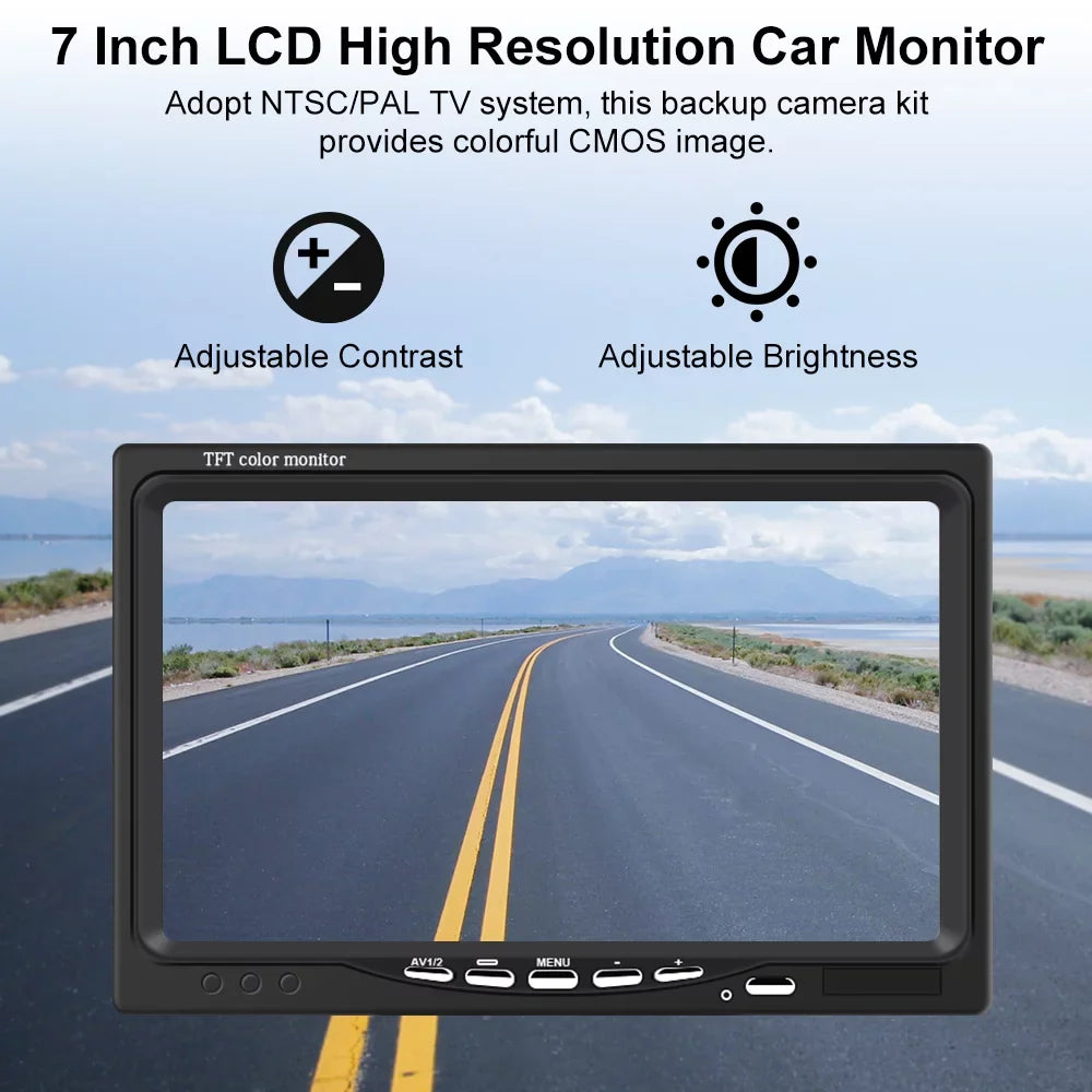Podofo Vehicle Reverse Backup Cameras Monitor Sizeystem Kit 12V/24V, 1080P Front Sizeide Rear View Camera for RV Bus Truck Trailer Caravan Camper