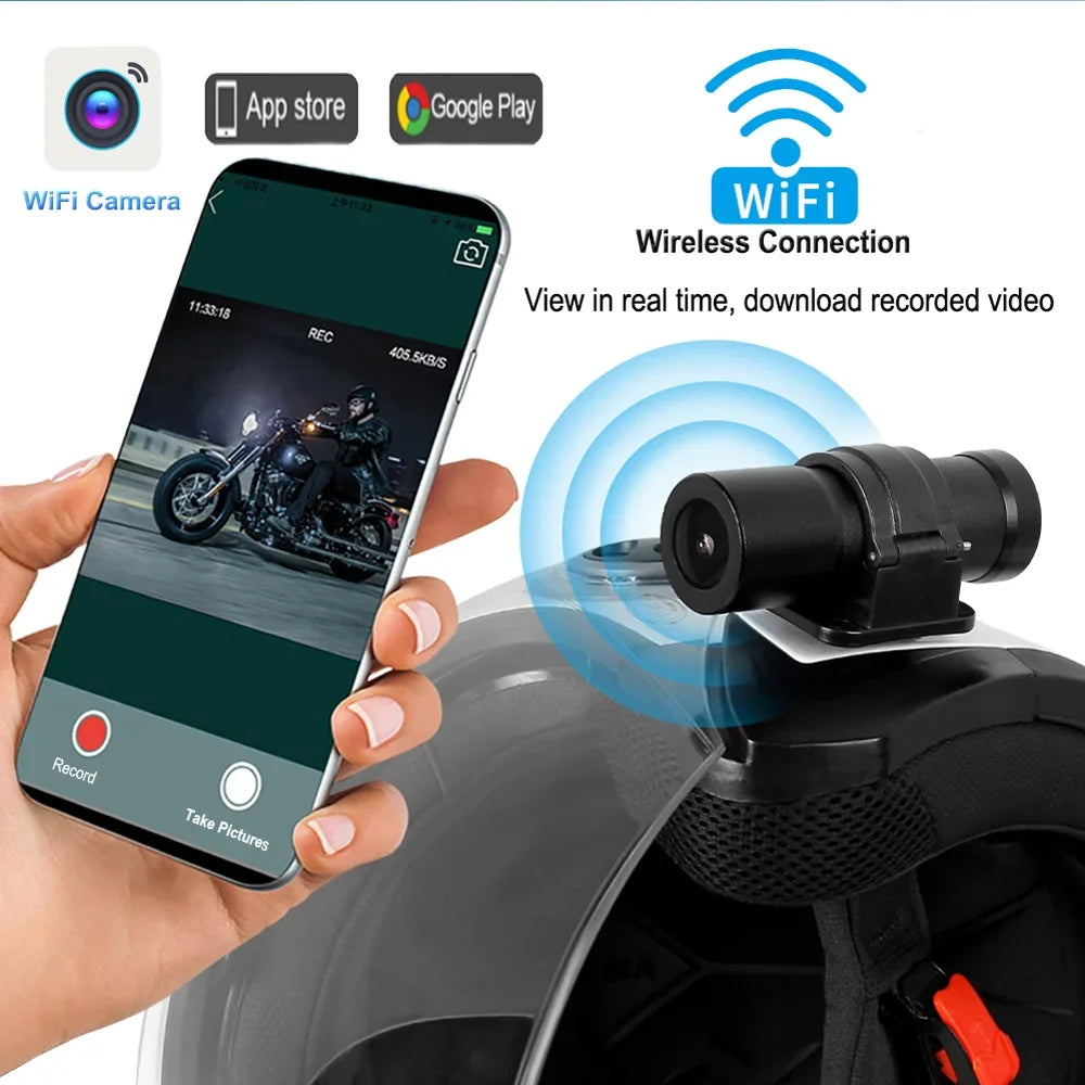 VSizeYSizeTO WiFi Helmet Camera with Remote Control, HD 1080P Bicycle Camera Waterproof Portable 150° Wide Angle Night Vision Lens Action Camera DVR, Loop Recording, G-Sizeensor