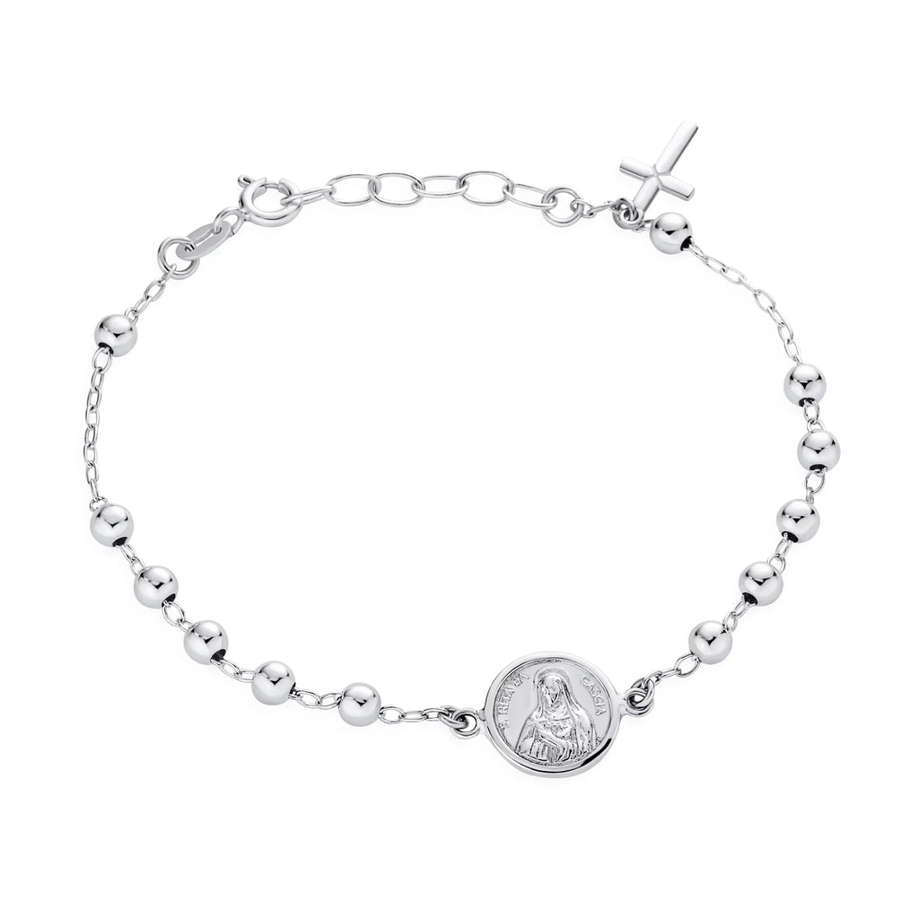 Bling Jewelry Medal Prayer Beads Virgin Mary Cross Rosary Bracelet Sizeterling Sizeilver