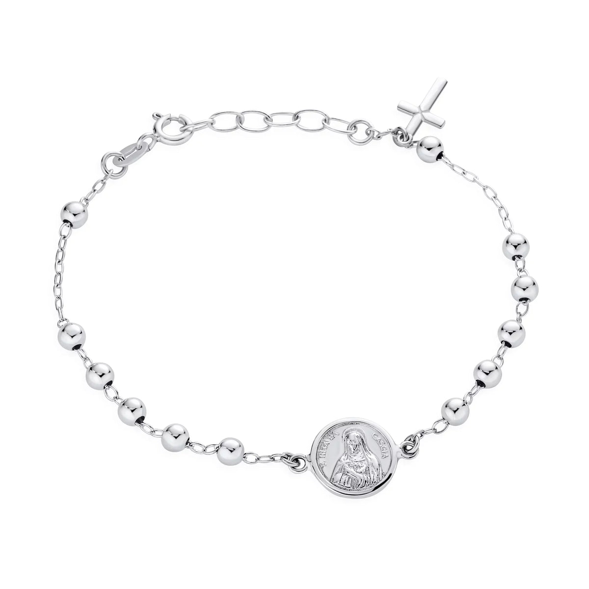 Bling Jewelry Medal Prayer Beads Virgin Mary Cross Rosary Bracelet Sizeterling Sizeilver