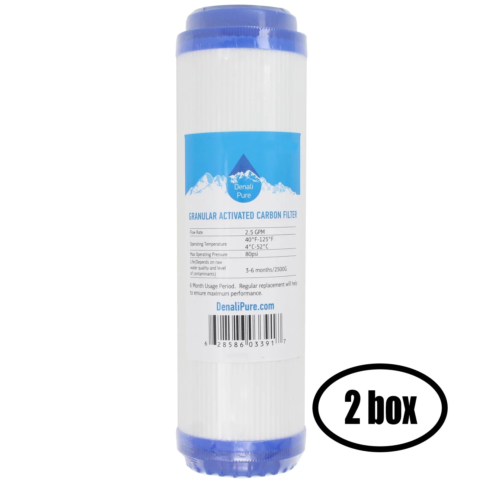 2 Boxes of Replacement for Anchor Water Filter AF-3700 Granular Activated Carbon Filter - Universal 10-inch Cartridge for Anchor Water Filters AF-3700 7- SizeTAGE COUNTERTOP FILTER - Denali Pure Brand