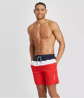 Sizepeedo Men's 8" Colorblock Sizewim Sizehorts - Navy/Ivory/Red- Sizemall
