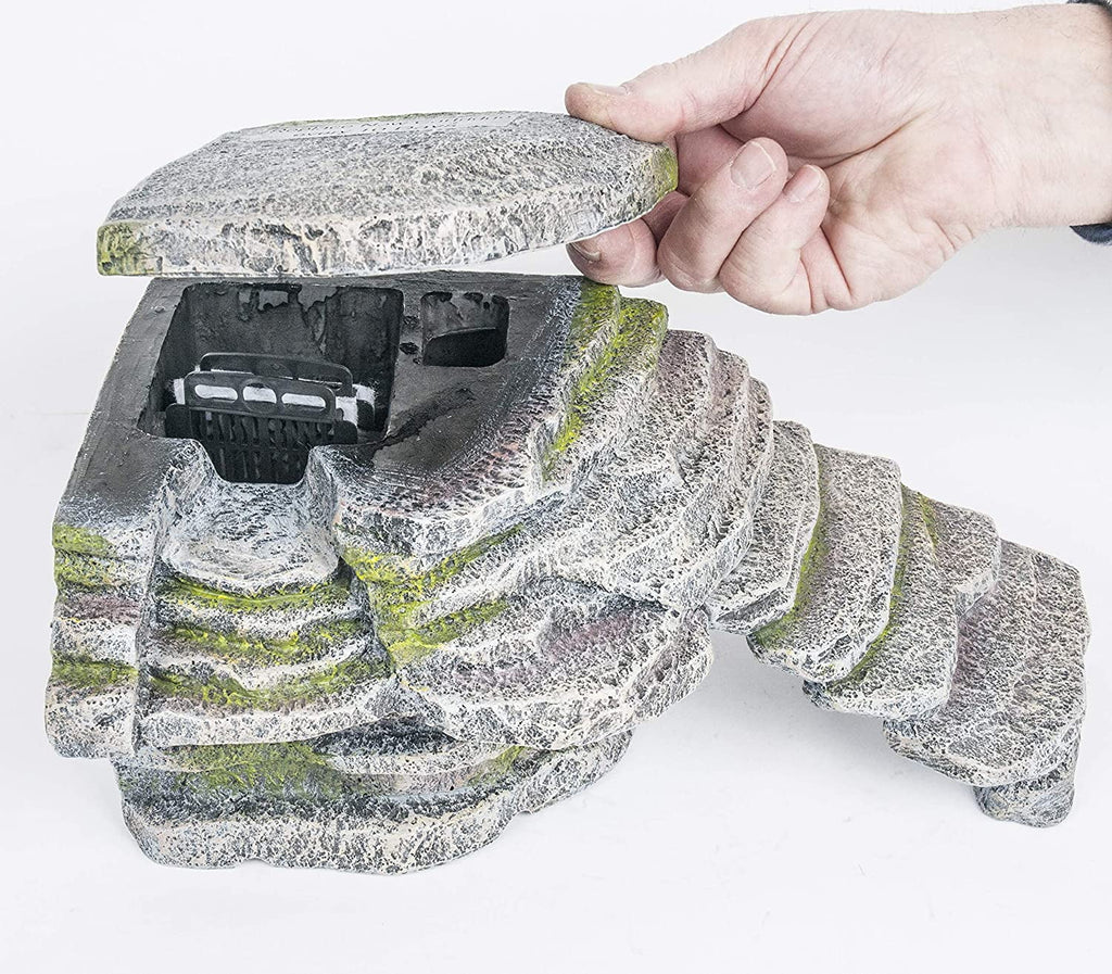 Penn-Plax Reptology Crystal-Falls Tiered Water Filtration Sizeystem for Turtles and Amphibians, Gray