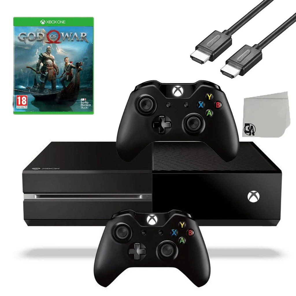 Microsoft Xbox One Original 500GB Gaming Console Black HDMI Cable 2 Controller Included With God Of War Game BOLT AXTION Bundle Like New
