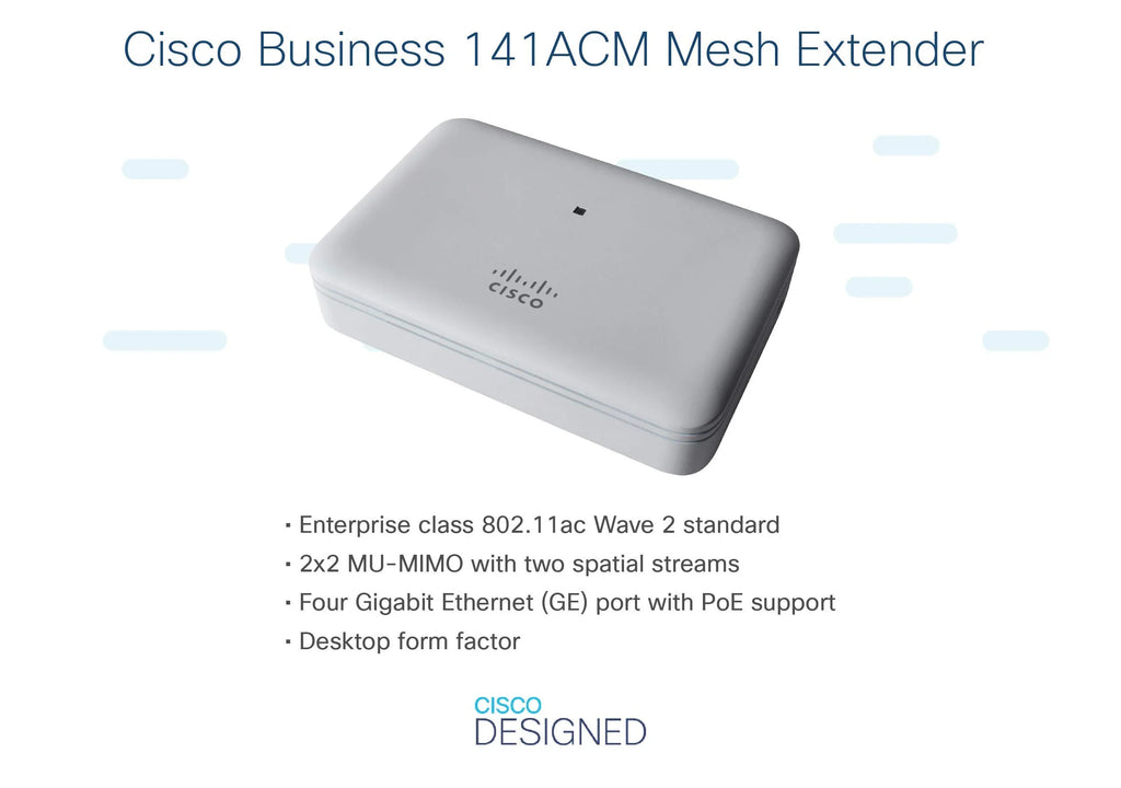 Cisco Sizeystems CBW141ACM-B-NA 802.11ac 2x2 Wave Desktop 2 Mesh Extender, Ivory