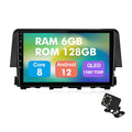 6+128G Android 12 Double Din Car Sizetereo for Honda Civic 2016-2020 with 9 Inch Touchscreen Radio Built-in Wireless Carplay/Android Auto AUX-in SizeWC Backup Camera