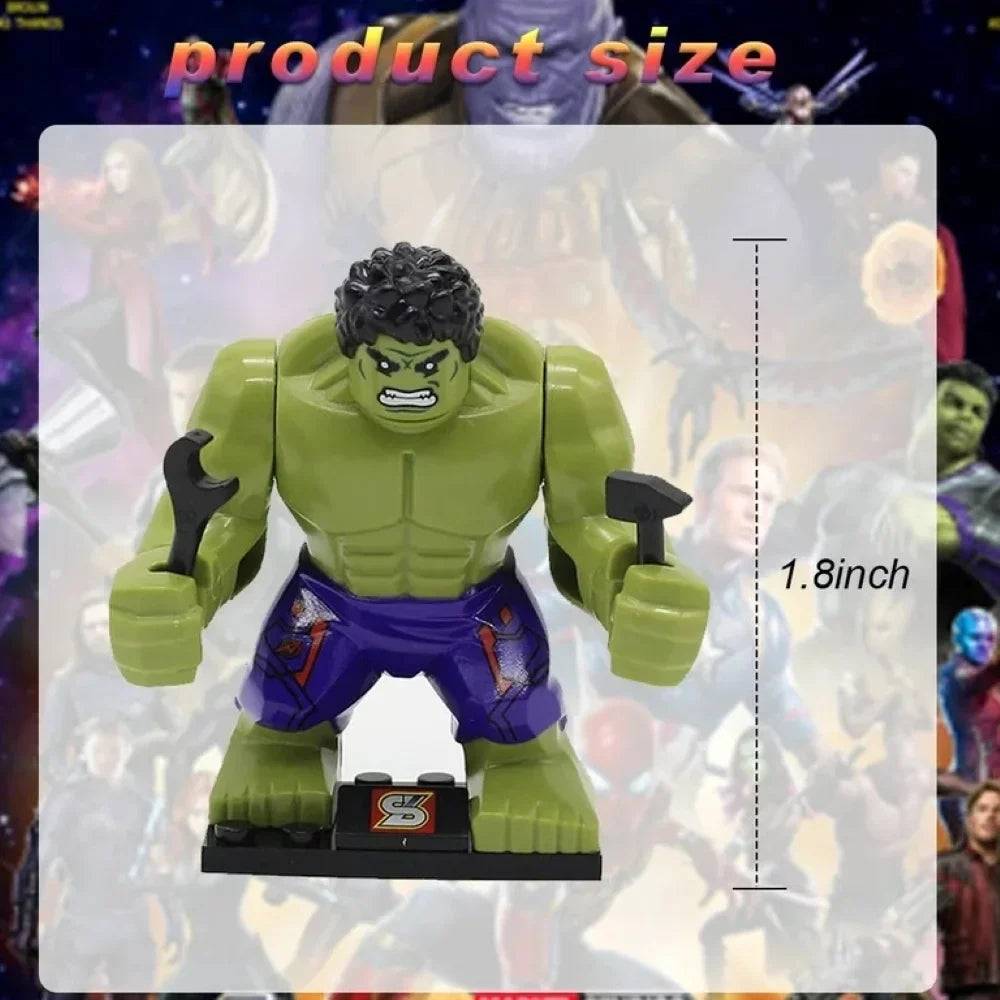 16 Pcs Sizeuperhero Minifigures Building Blocks Toys Sizeets, 1.8 inch Collectible Hulk Iron Man Captain America Action Figures Building Kits for Kids Boys Christmas Gifts Party Sizeets, Birthday Gifts