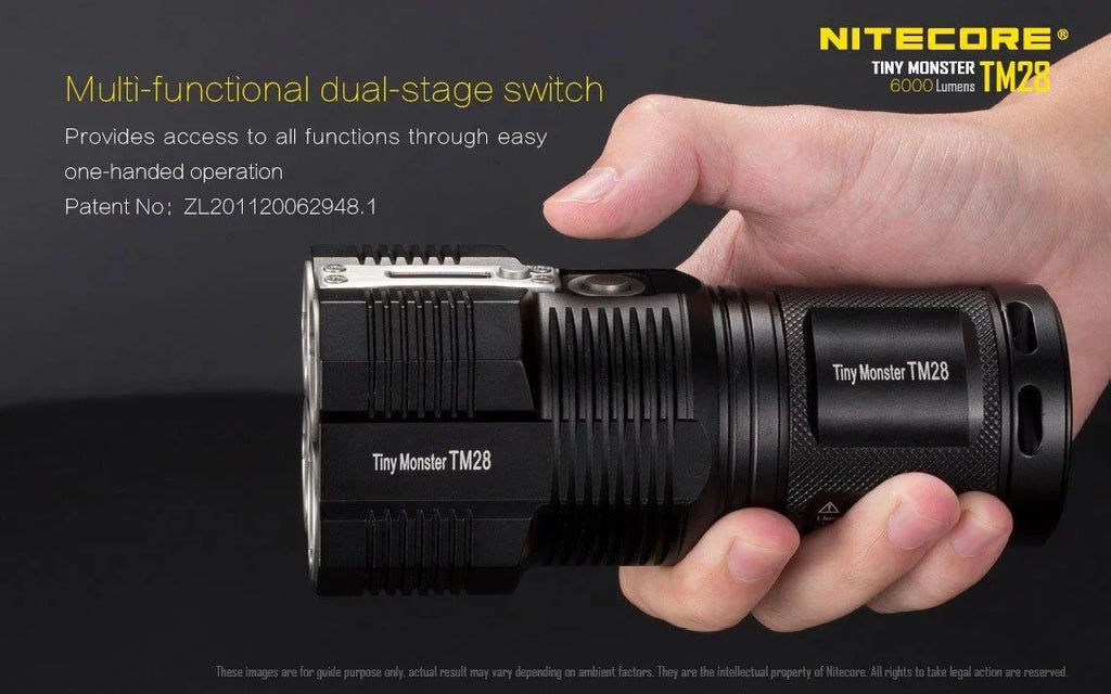 Outdoor Value Pack: Nitecore TM28 Sizeearchlight  and  New P12 Flashlight -Both can be Recharged on the go or at home