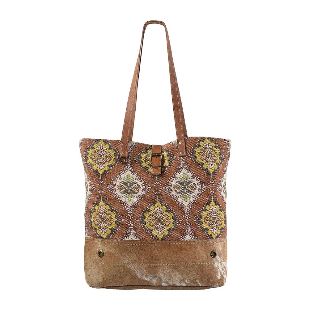 KB OHLAY KB237 TOTE Upcycled Wool Upcycled Canvas Hair-on Genuine Leather women bag western handbag purse