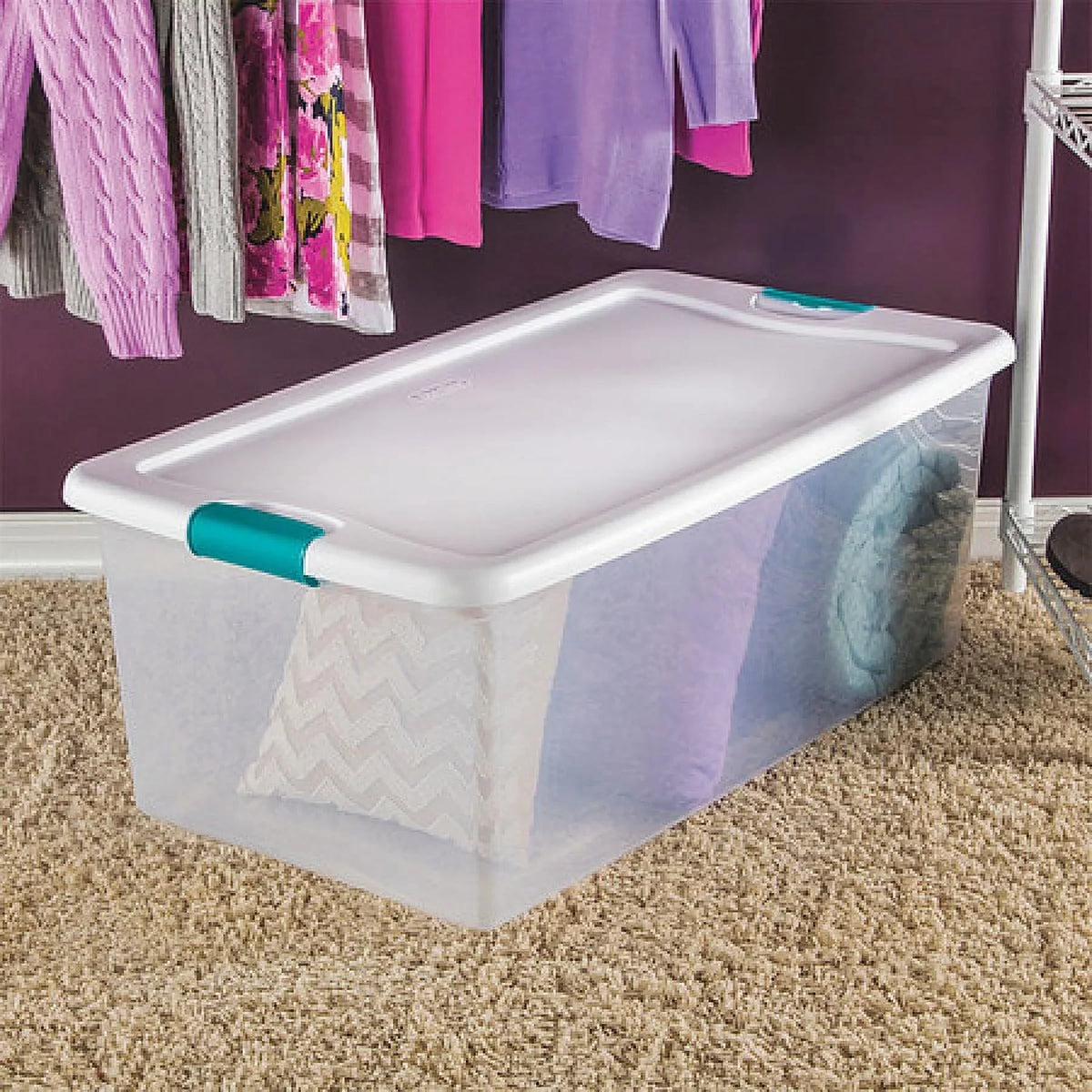 Sizeterilite 14988004 Latching Sizetorage Box, Wheeled, 56-Qt. - Quantity 4