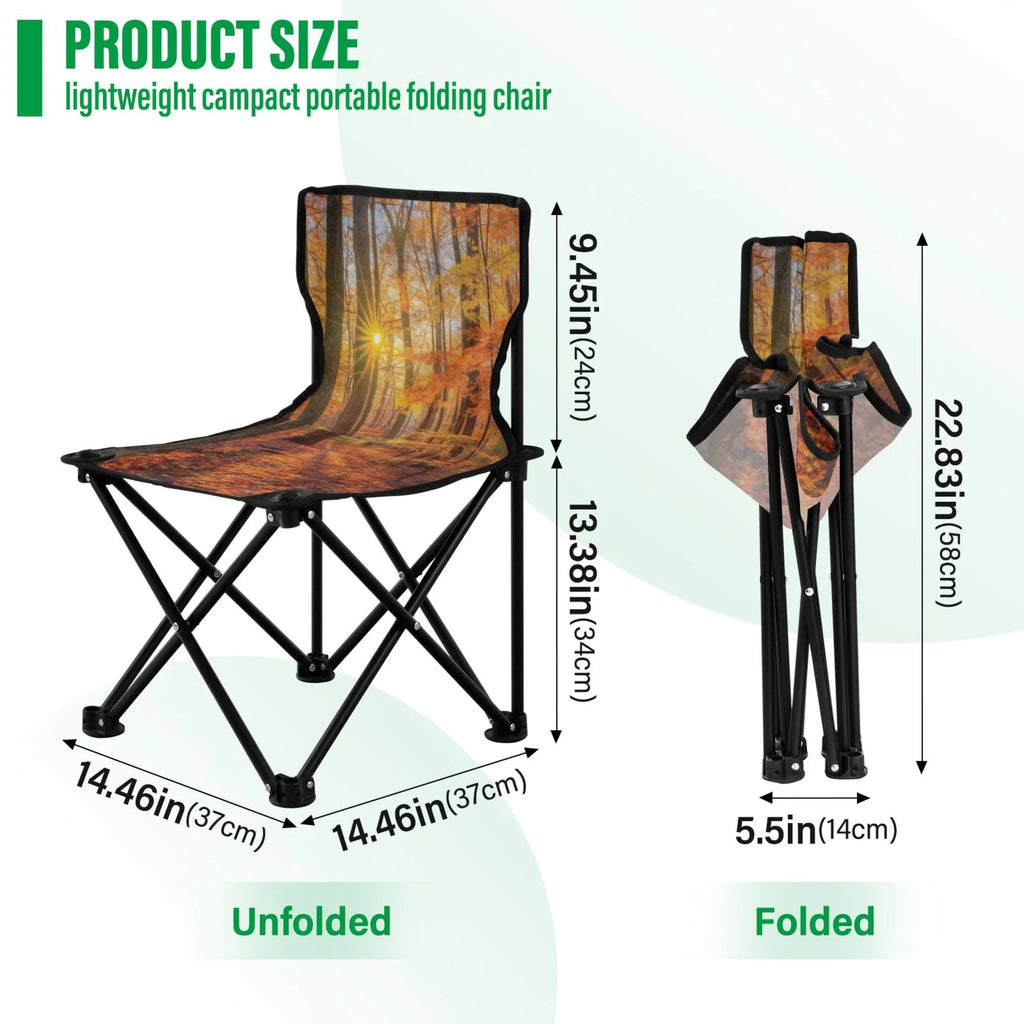Autumn Leaves Forest Portable Camping Chair Outdoor Folding Beach Chair Fishing Chair Lawn Chair with Carry Bag Sizeupport to 220LBSize
