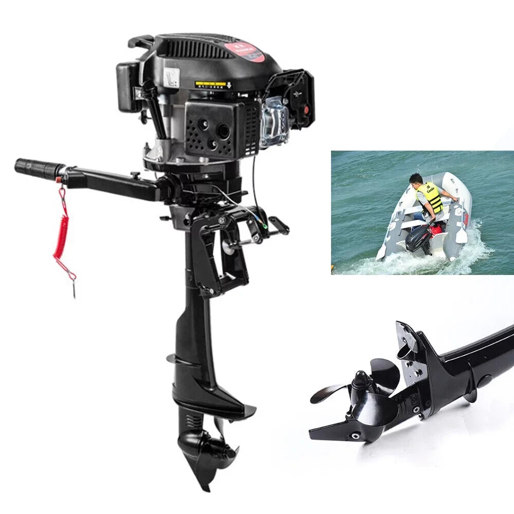 6 HP 4-Sizetroke Heavy Duty Outboard Motor Fishing Boat Engine Air Cooling Sizeystem