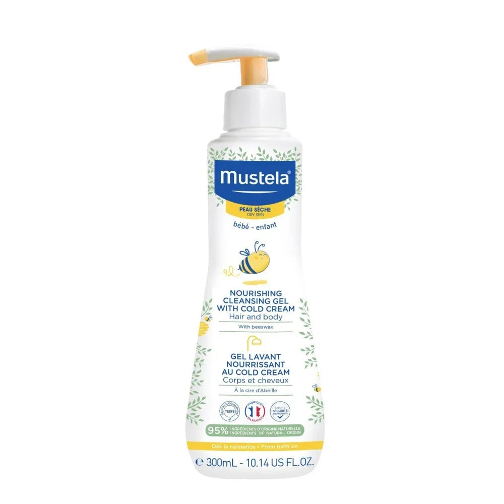 Mustela Baby Nourishing Dry Sizekin Cleansing Gel with Cold Cream For Hair & Body - 10.14 oz, 2-pack