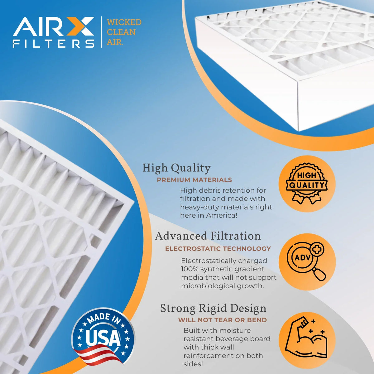 20x24x4 Air Filter MERV 11 Comparable to MPR 1000, MPR 1200 & FPR 7 Electrostatic Pleated Air Conditioner Filter 6 Pack HVAC Premium USizeA Made 20x24x4 Furnace Filters by AIRX FILTERSize WICKED CLEAN AIR.