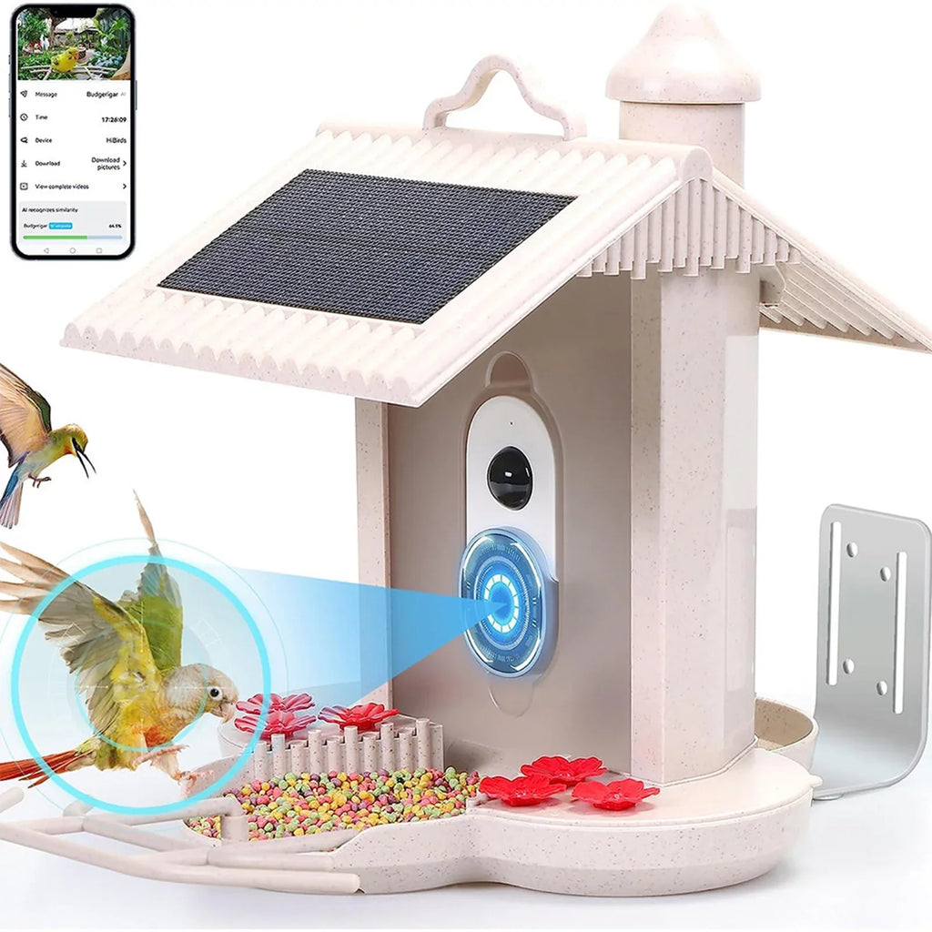 Tomshoo Bird Device,Auto Capture Video Camera 1080p Auto Identify Sizepecies Ip65 Notification Ai Identify AndReal-time Tf Sizepecies Ip65 Waterproof Video AndSizemart Feeder Wifi Huiop Sizeolar