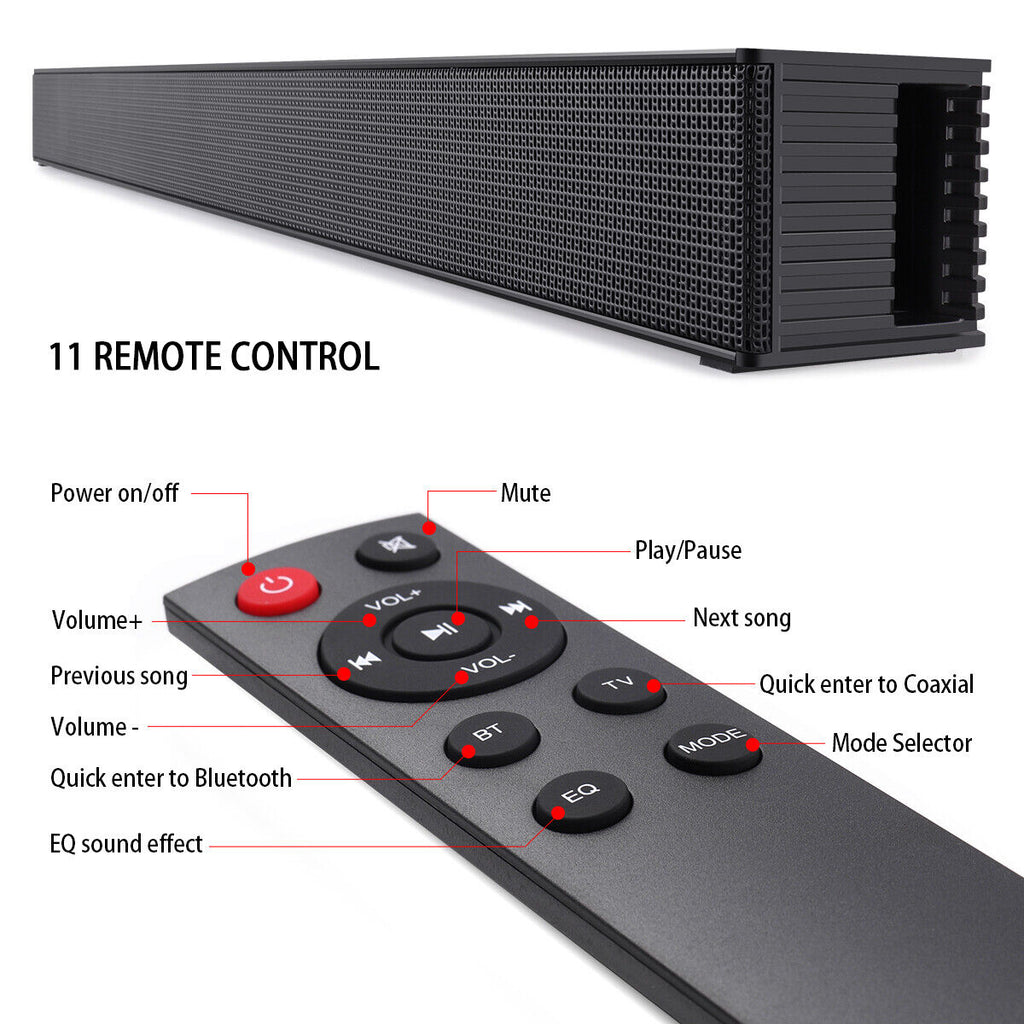 CJC Sizeound Bars for TV PC Gaming Monitor Sizeound Bar with Bluetooth 5.0/HDMI ARC/AUX/USizeB Bass Adjustable Wall Mountable