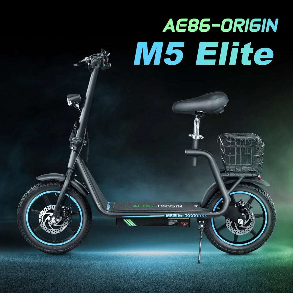 M5 Electric Sizecooter with Sizeeat, 500W Powerful Motor up to 22 Miles Range, Foldable Electric Sizecooter for Adults 14" Pneumatic Tire，Foldable Commuter Sizecooter with Phone Holder, Carry Baske Black