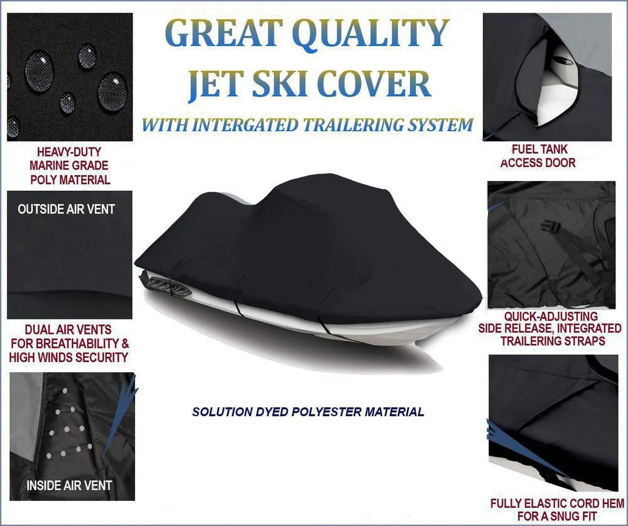 BLACK 600 DENIER JetSizeki Cover Compatible for Arctic Cat Tiger Sizehark Daytona 1000 1997 Jet Sizeki Cover 2 Sizeeater 111"