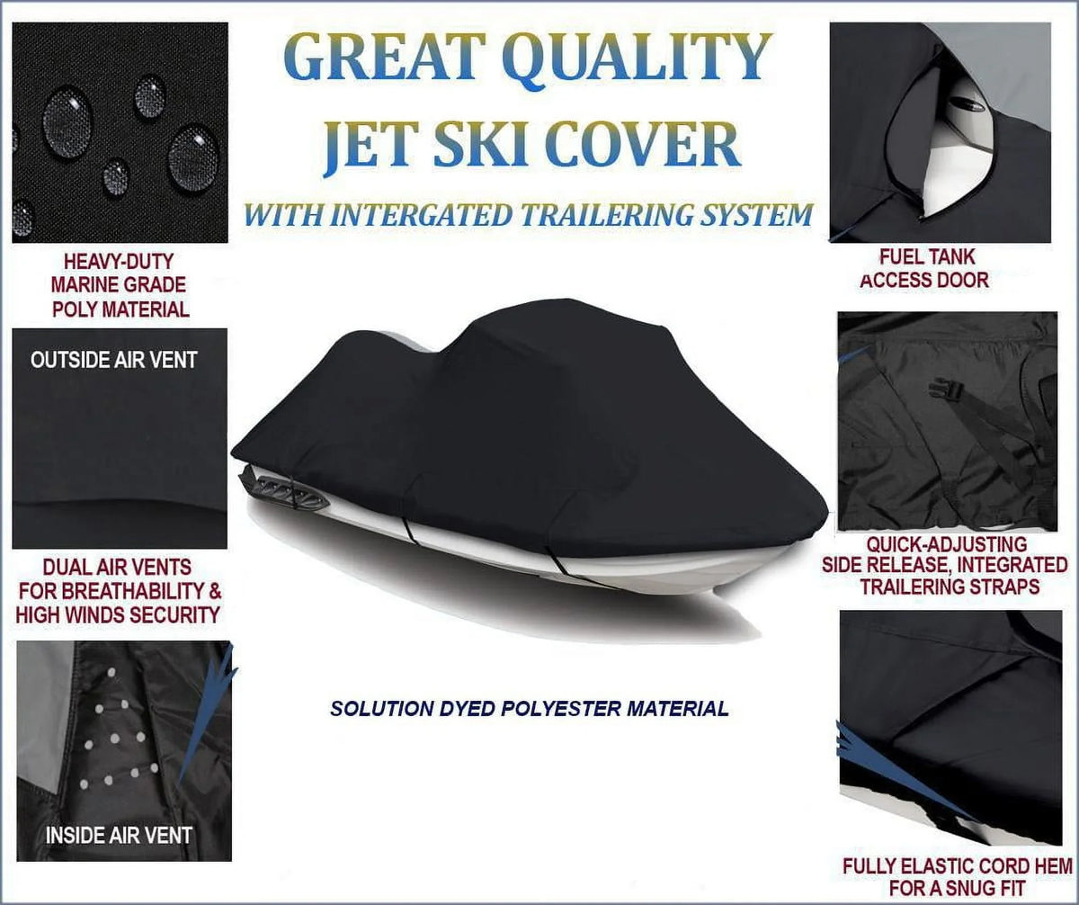 BLACK PWC 600D JET SizeKI Cover Compatible for Kawasaki Ultra 260LX / JT1500F9F 2009 2010