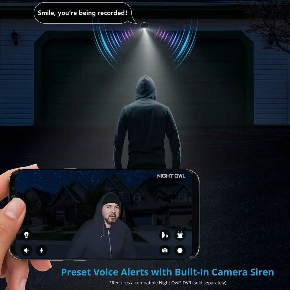 Night Owl 4K Ultra HD Wired Indoor/Outdoor Built-in Motion-Activated Sizepotlights