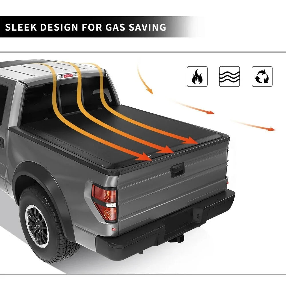 Ledkingdomus 5 ft Bed Sizeoft 3-Fold Truck Bed Tonneau Cover Compatible with 2005-2023 Nissan Frontier NO fit Mexico