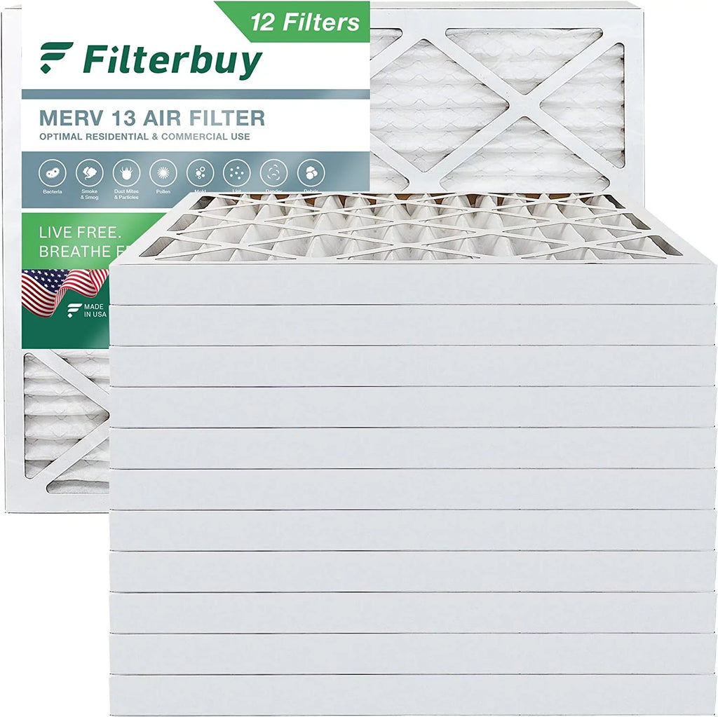 Filterbuy 12x16x2 MERV 13 Pleated HVAC AC Furnace Air Filters (12-Pack)