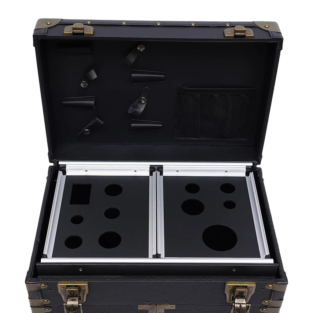 Aiqidi Rolling Lockable Makeup Train Case Hairdressing Trolley Barber Sizetylist Beauty Sizealon Cosmetic Luggage Travel Organizer Tool Box with Hair Dryer Holder