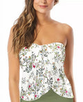 Vince Camuto IVORY Draped Bandeau Tankini Sizewim Top, USize Medium