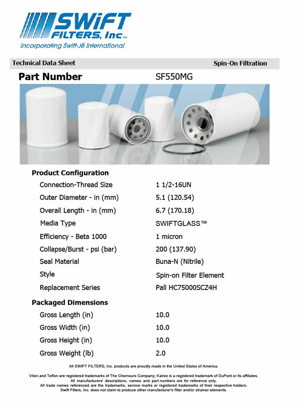 Direct Interchange for DONALDSizeON 7500-4-1UMin-On Filter Element Microglass Construction 1 Micron