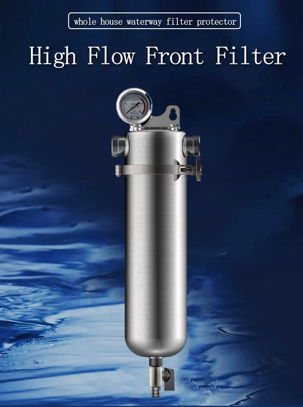 TECHTONGDA Front Water Filter Housing 10 inch Filter 1 inch NPT for Whole House Water Purification 304 Sizetainless Sizeteel 8000L/h