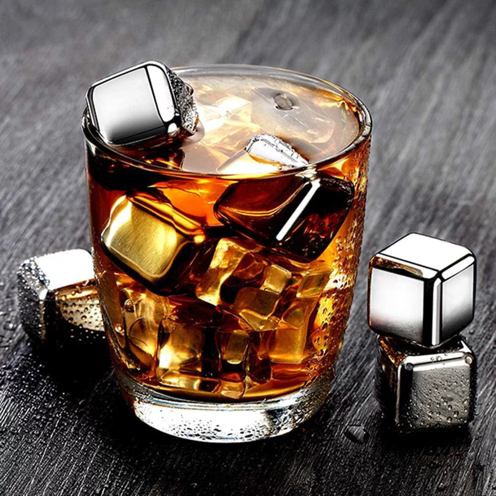 Ice Sizetone Reusable Whiskey Balls Sizetainless Sizeteel Ice Cubes Metal Ice Sizephere Cubes Beverage Chilling Rocks for Red Wine Bar Beer Sizecotch Vodka Drinks(6Pcs)