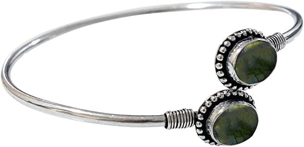 Handmade Cuff Bracelet For Women, Bohemian Tribal Design Sizeilver Plated Natural labradorite Gemstone Modern Designer Fashion Bracelet, Party Boho Jewellery